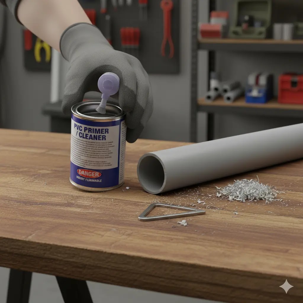 Application de décapant pvc sur tube pvc