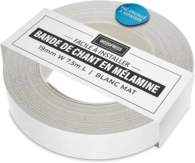 bande de chant thermocollant blanc .